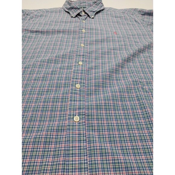 Ralph Lauren Button Down LS Shirt Mens Size XXL Pink Blue Plaid Classic Fit - Picture 2 of 16